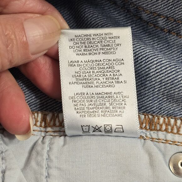 CAbi Curvy Skinny Blue Distressed Womens Jeans Size 10 Mid Rise - Picture 12 of 13